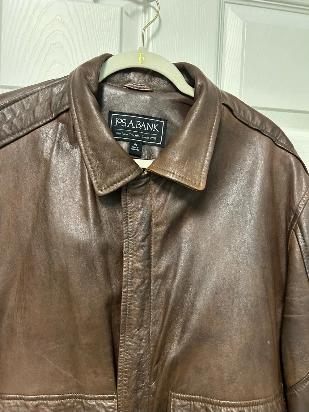 Jos. A. Bank Men's Brown Leather Bomber Jacket XXL
